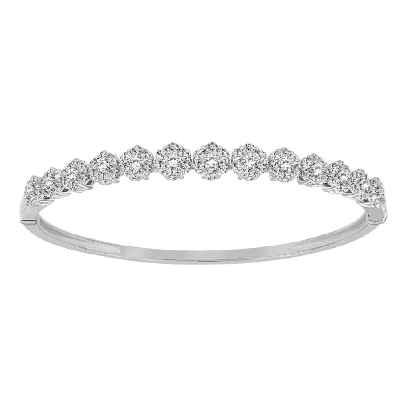 Fashionable charm bracelets for fashion-LADIES BANGLE 2.50CT ROUND DIAMOND 14K WHITE GOLD (SI QUALITY)