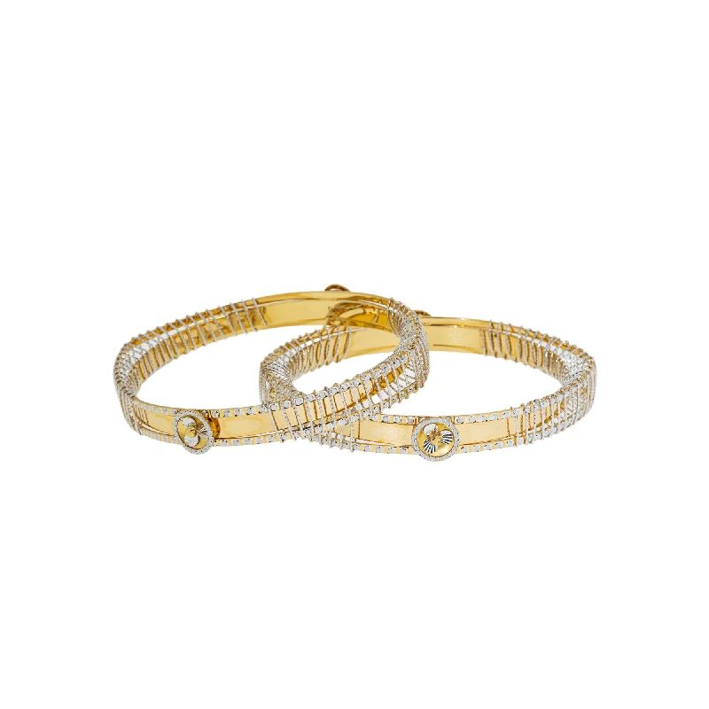 Elegant ladies bracelets with emeralds-22K Multi-Tone Gold Bangle Set of 2 (58.1gm)