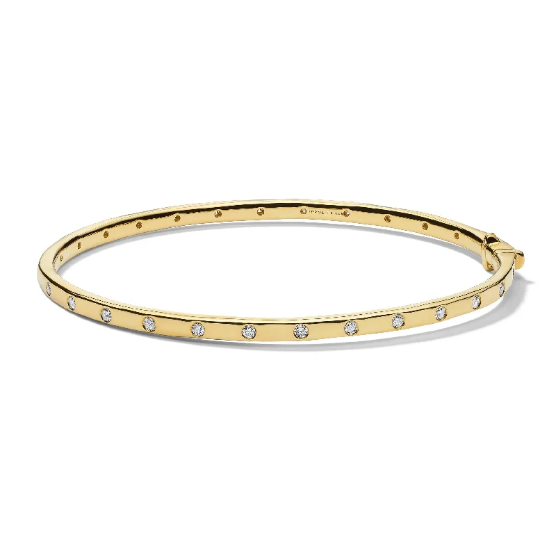 Luxury gemstone bracelets for women-28-Stone Hinged Bangle in 18K Gold with Diamonds