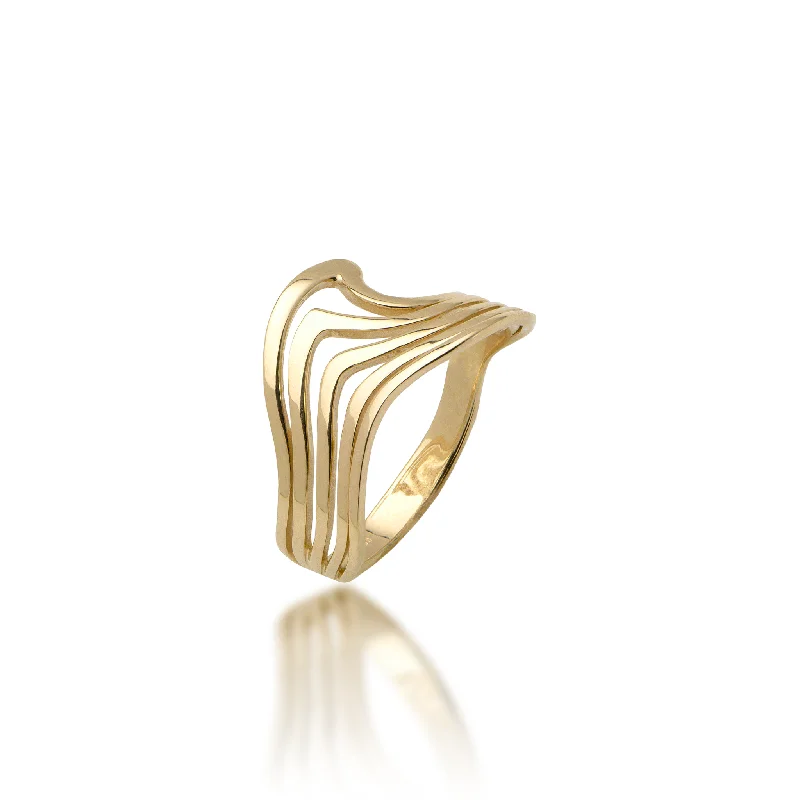 Wedding rings for women-Abstract Nalu Ring in Gold - 11mm