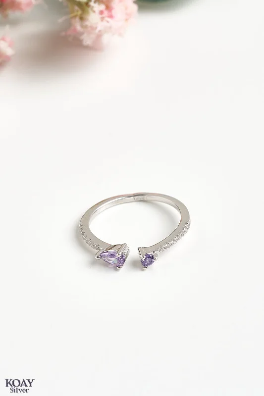 Elegant platinum rings for women-Zircon Ring (039-Purple)