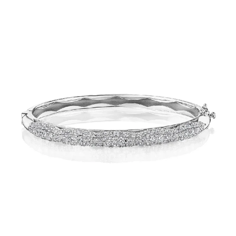 Elegant silver bangles for women-Tacori 18k Crescent Eclipse Full Diamond Bangle