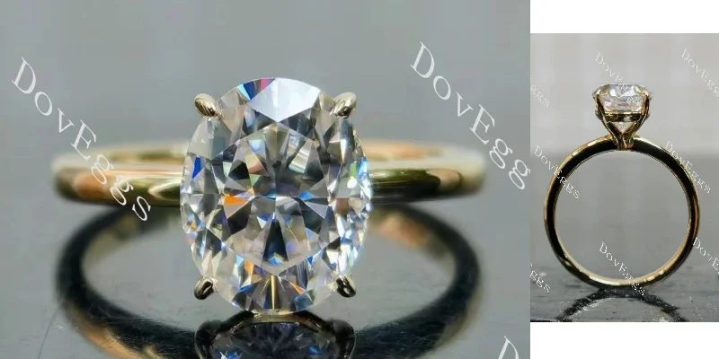 Trendy engagement rings for modern women-Doveggs oval solitaire moissanite engagement ring