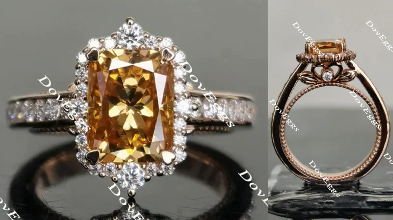 Affordable engagement rings with gemstones-Doveggs halo channel colored moissanite engagement ring