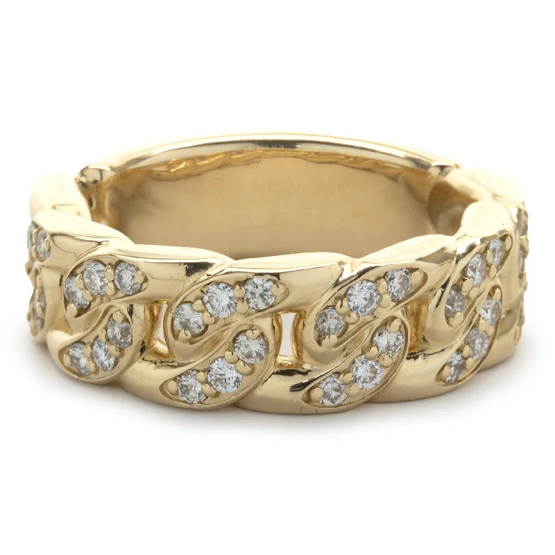 Elegant diamond solitaire engagement rings-14 Karat Yellow Gold Diamond Cuban Link Ring