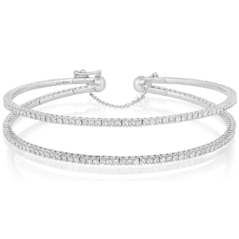 Adjustable bangles for women-Two Row Diamond Bangle