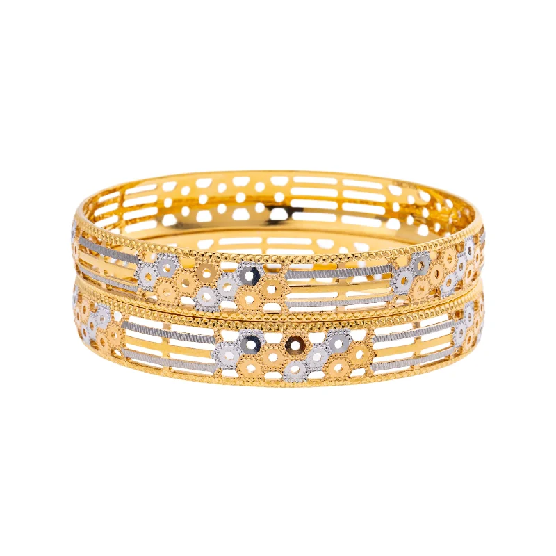 Bridal bangles with diamonds-22K Yellow & White Gold Bangle Set of 2 in Size 2.6 (42.1 gm)