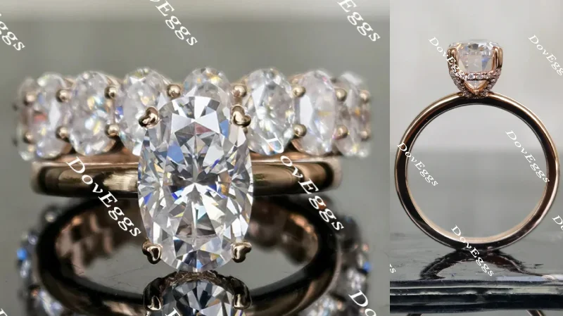 Vintage-style engagement rings with antique design-Doveggs elongated oval moissanite engagement ring(engagement ring only)