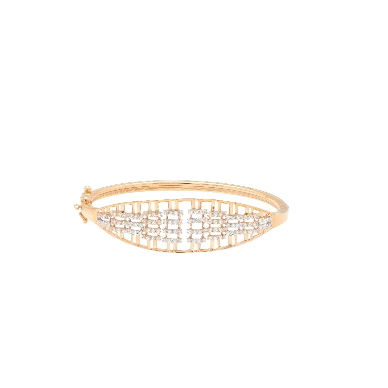 Elegant gold bangles for formal wear-18K Rose Gold & CZ Bangle (12.2gm)