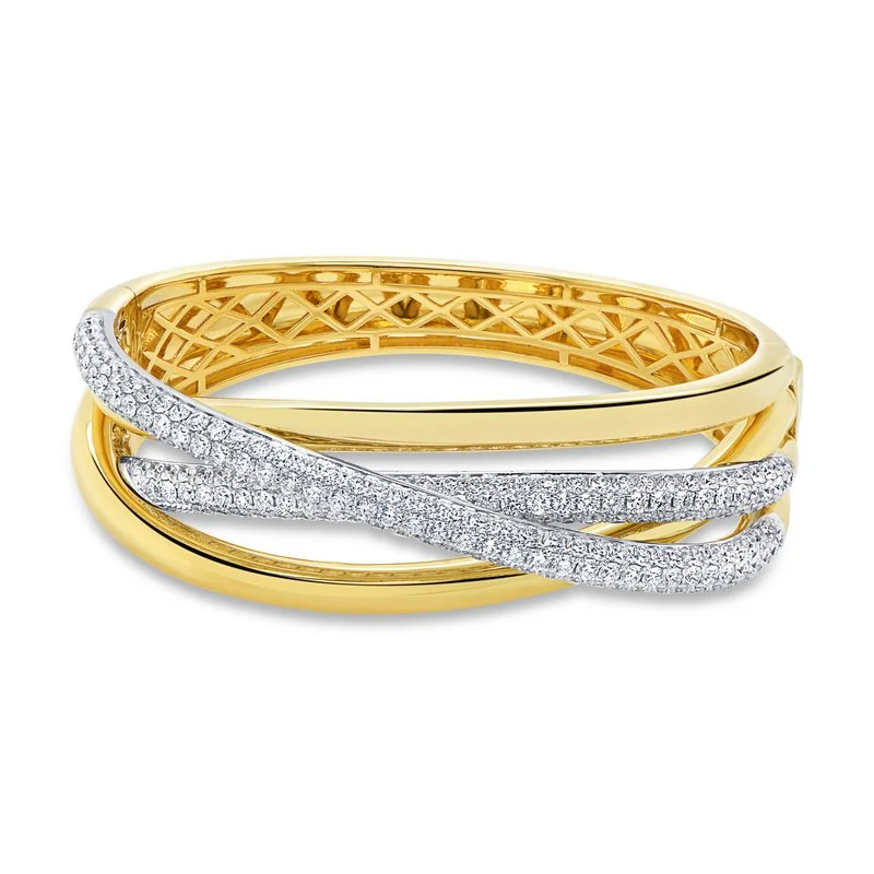 Stylish bangles with gemstones-6.97ctw Diamond Cuff Bangle