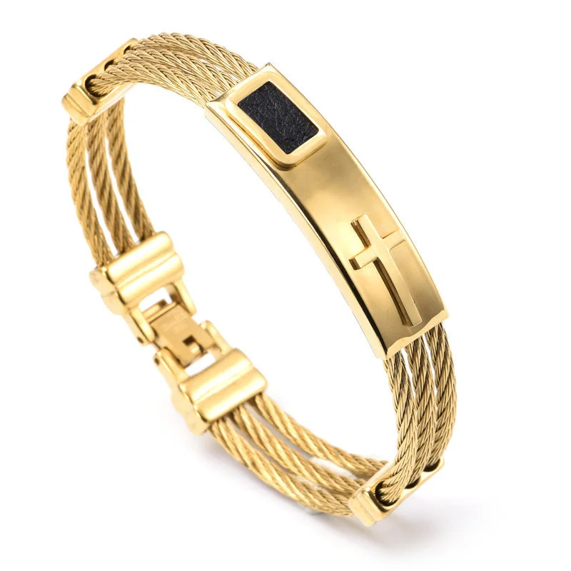 Simple ladies bracelets for casual wear-Wholesale Commute Round Titanium Steel Polishing Bangle