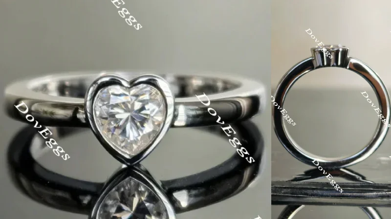 Engagement rings with diamond accents-A Mother’s Love bezel setting moissanite engagement ring