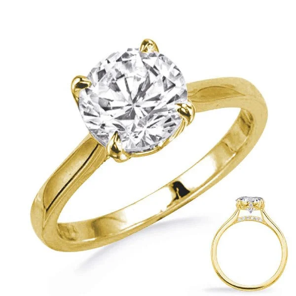 Engagement rings with modern minimalist bands-14K Yellow Gold Solitaire Engagement Ring