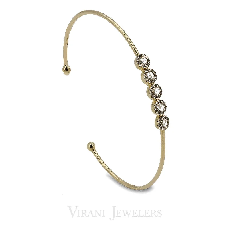 Adjustable gemstone bangles-14K Yellow Gold Diamond Bangle W/ 0.39ct Diamonds