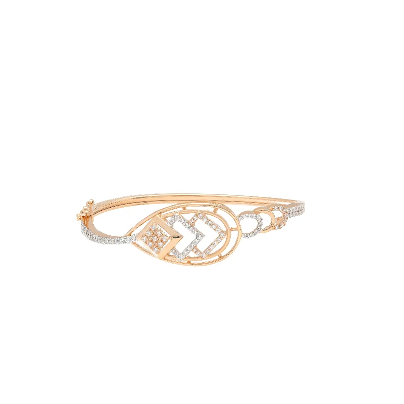 Handcrafted bangles for weddings-18K Rose Gold & CZ Bangle (13.2gm)