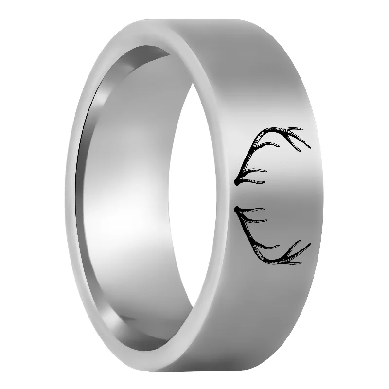 Elegant rings for ladies-Antler Engraved Tungsten Men's Wedding Band