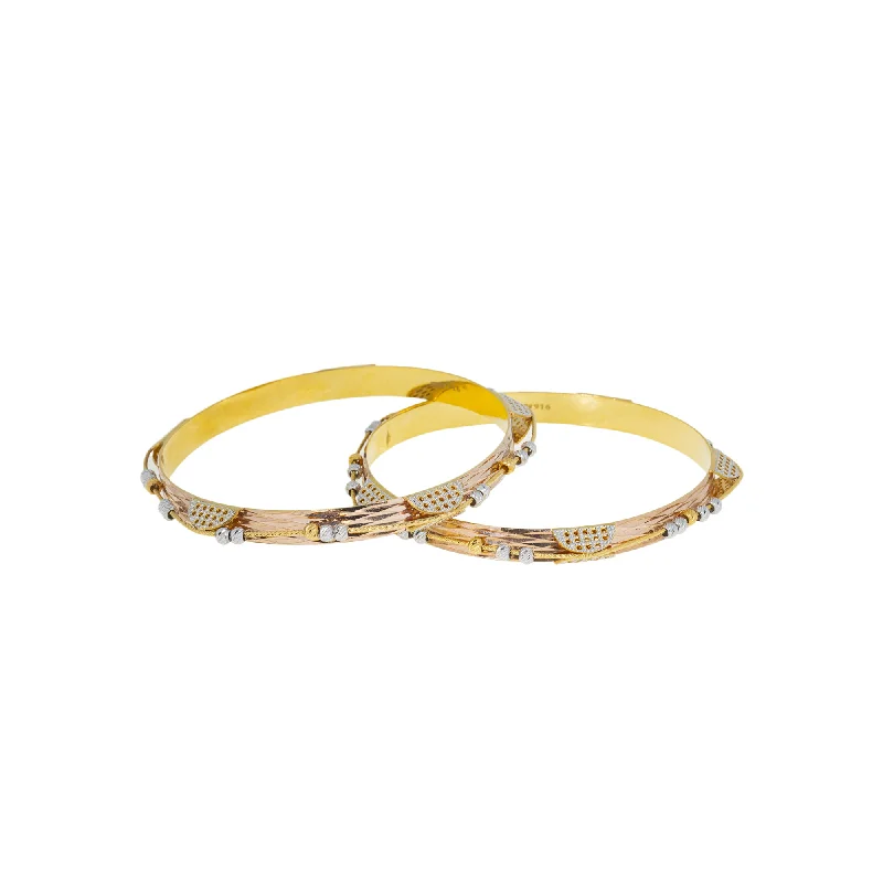 Personalized gold bangles for gifts-22K Multi-Tone Gold Bangle Set of 2 (42.2gm)