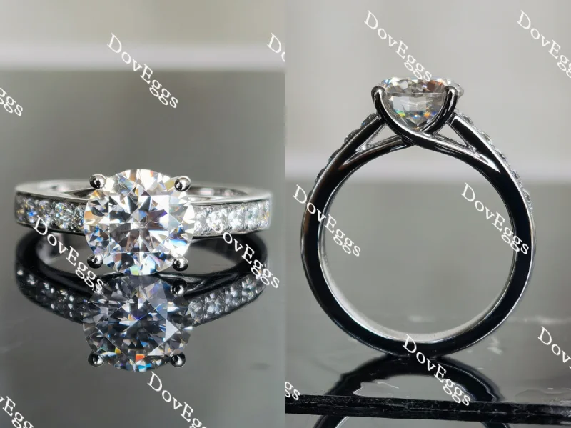 Engagement rings with platinum bands-Doveggs round pave moissanite engagement ring