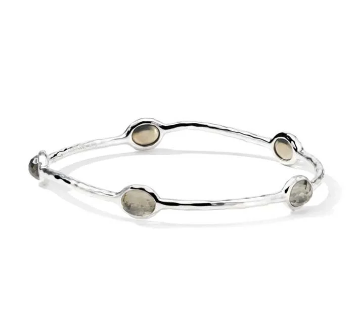 Fashionable charm bracelets for fashion-Ippolita Wonderland Five Stone Bangle with Pyrite Doublet in Sterling Silver