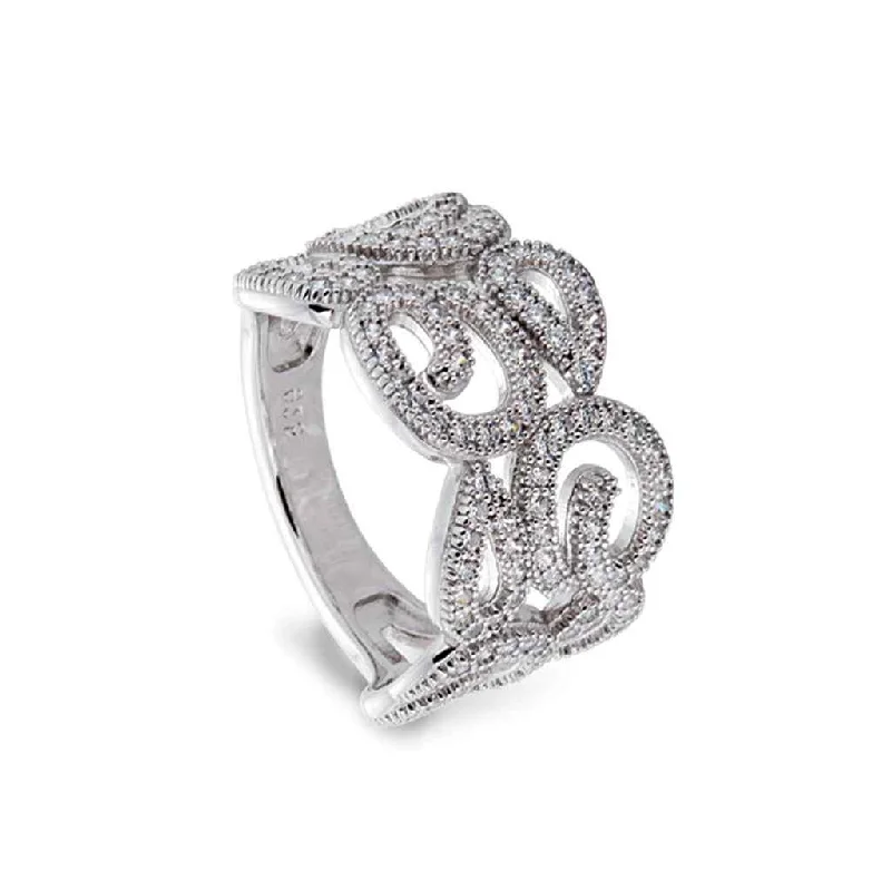 Stunning diamond engagement rings with halo-Swirl Ring with 126 Simulated Diamonds