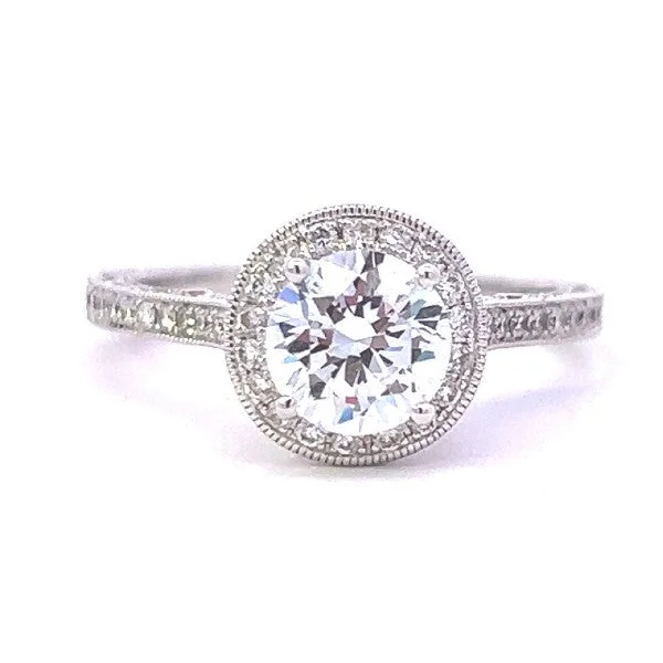 Engagement rings with pear-shaped diamonds-BEVERLY K Diamond Vintage Halo Engagement Ring