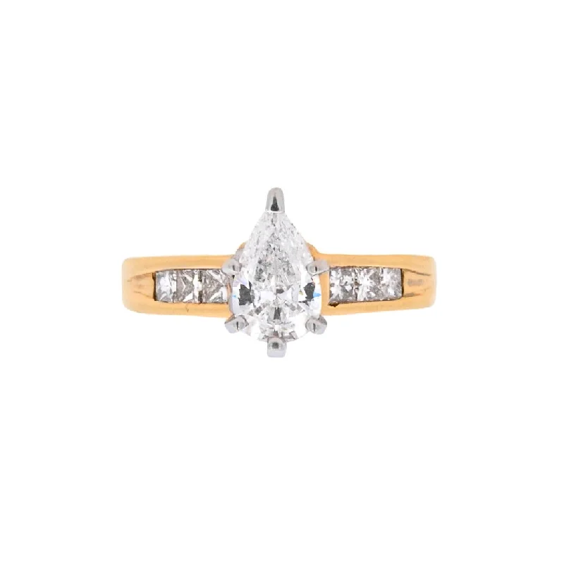 Engagement rings with dual-tone bands-14K Yellow Pear Diamond 0.75Ct Contemporary Engagement Ring