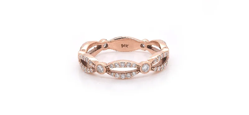 Luxury engagement rings with diamonds and gold-14k Rose Gold Diamond Stackable Anniversary Ring