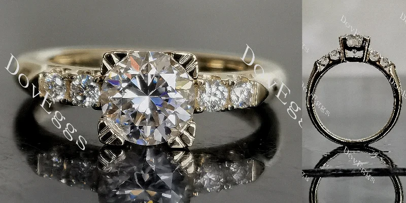 Unique engagement rings with colored stones-Doveggs round pave moissanite engagement ring