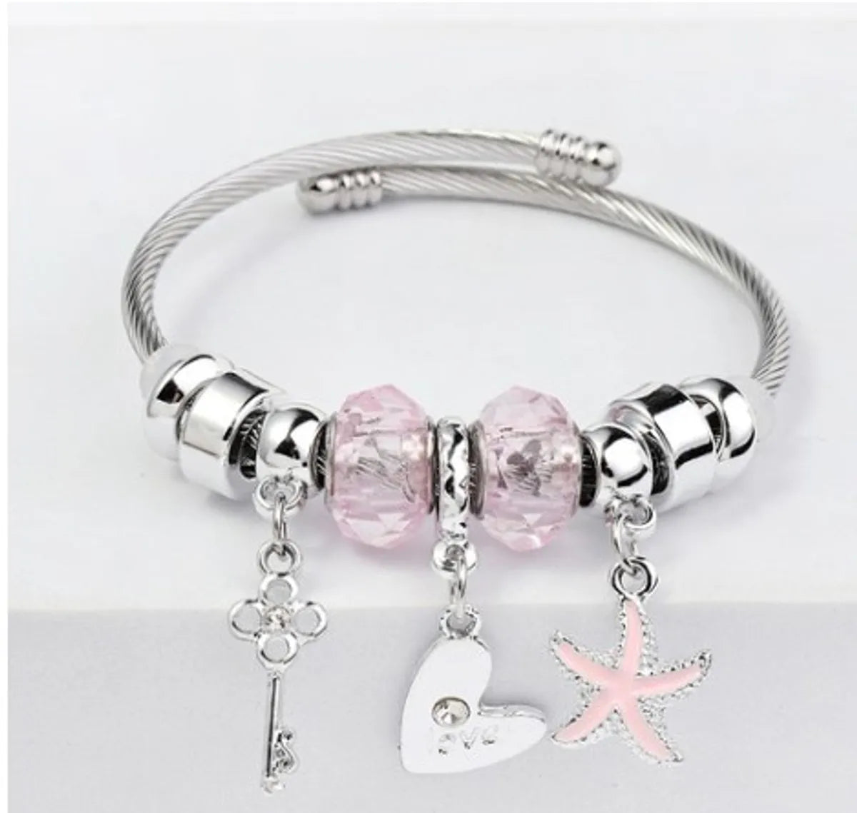 Elegant diamond ladies bangles-Sweet Star Stainless Steel Plating Bangle