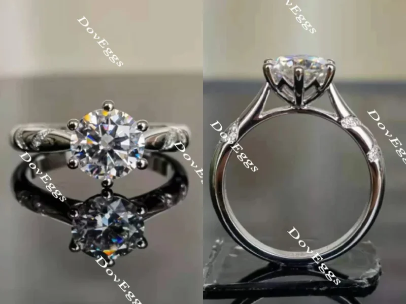 Affordable engagement rings with moissanite-Doveggs round solitaire moissanite engagement ring