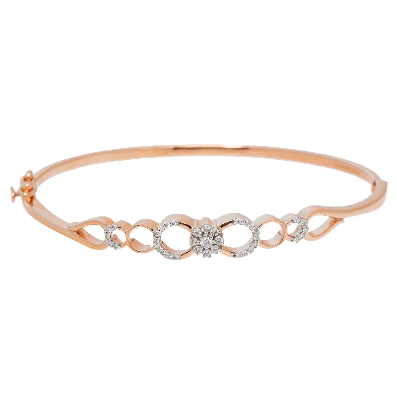 Stylish silver bangles for ladies-18K Rose Gold & 0.26ct Diamond Bangle (10.9gm)