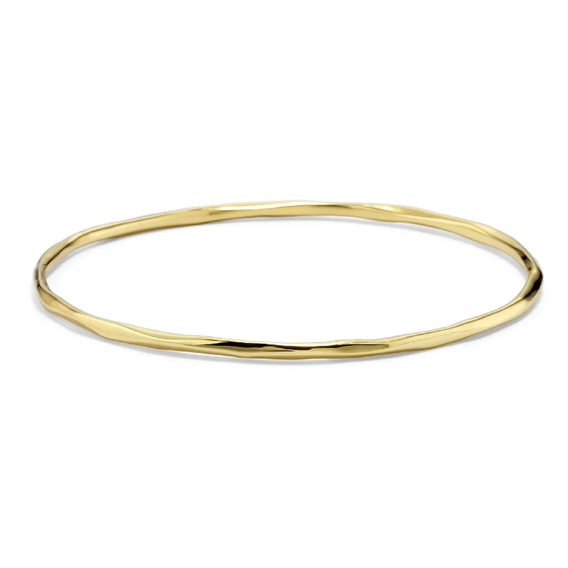 Simple ladies bracelets for casual wear-Thin Faceted Bangle in 18K Gold