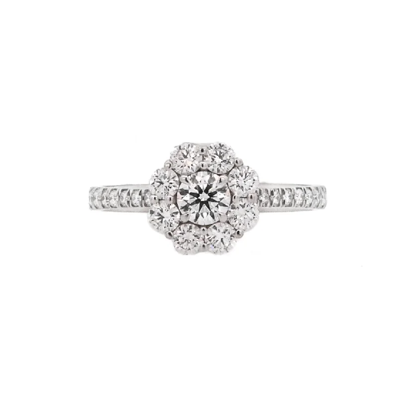 Elegant diamond solitaire engagement rings-18K White Round Diamond 0.25Ct Halo Engagement Ring