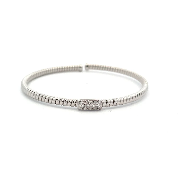 Gold-plated bracelets for ladies-18 White Gold/Rhodium Plated Diamond Bangle Bracele