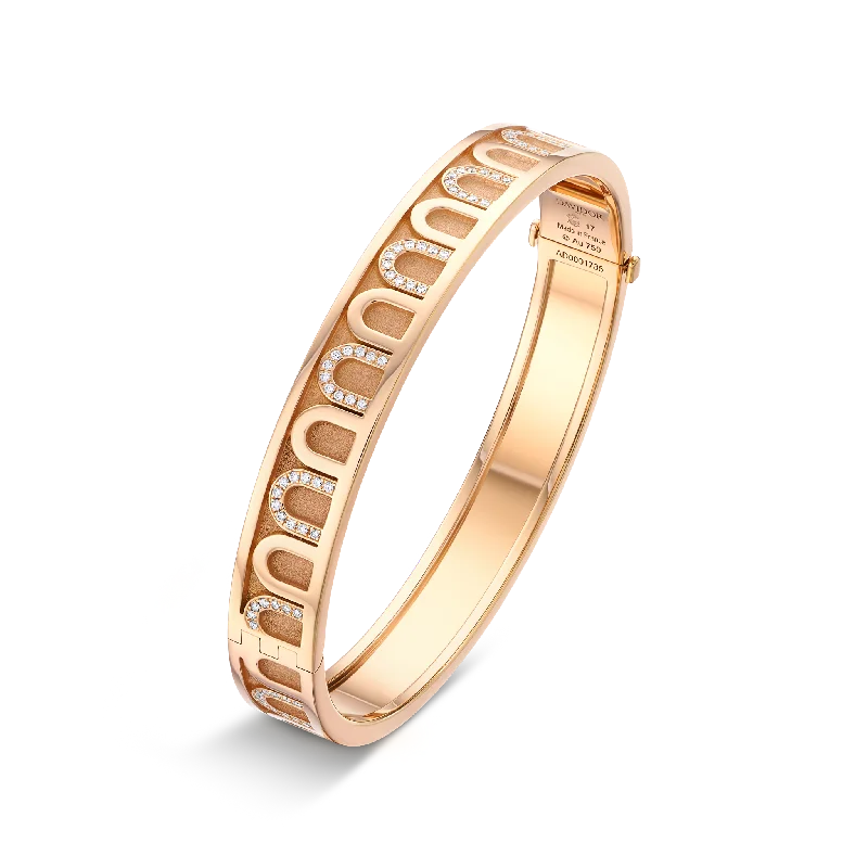 Trendy bangle bracelets for parties-L’Arc de DAVIDOR Bangle MM, 18k Rose Gold with Satin Finish and Colonnato Diamonds