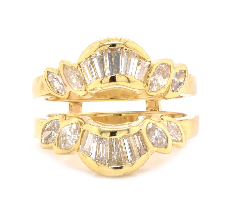 Engagement rings for women with radiant-cut diamonds-18 Karat Yellow Gold Diamond Ring Guard