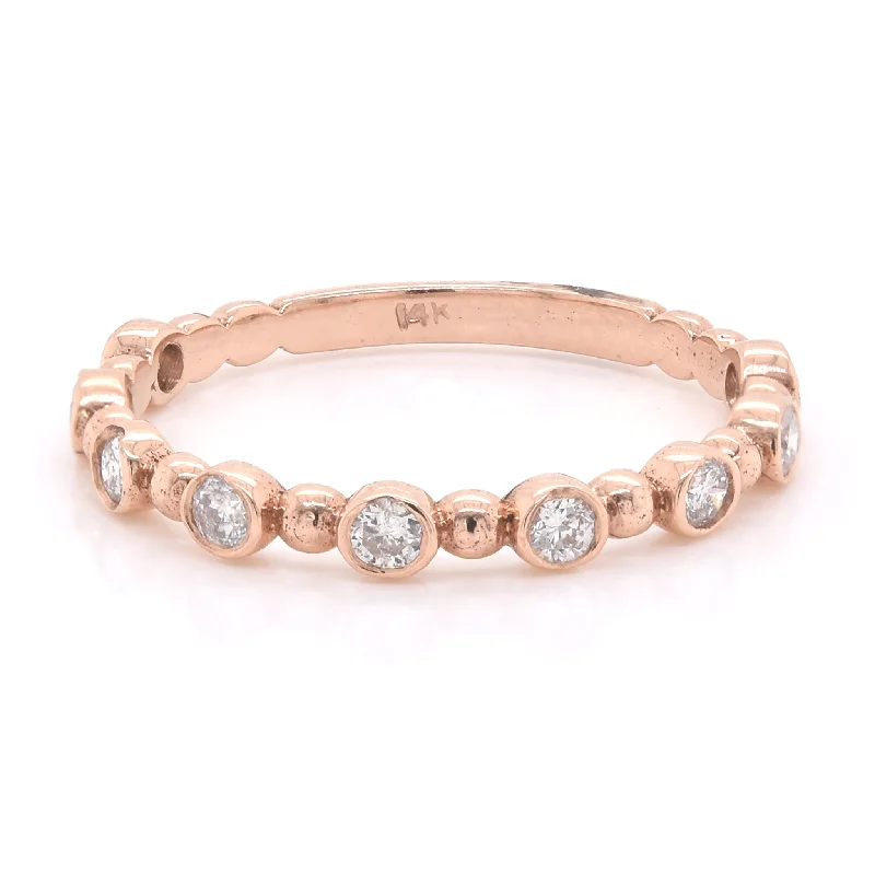 Affordable platinum engagement rings with diamonds-14k Rose Gold Diamond Stackable Anniversary Ring