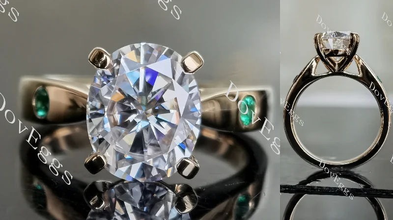 Vintage-style engagement rings with antique design-Doveggs oval art deco moissanite engagement ring