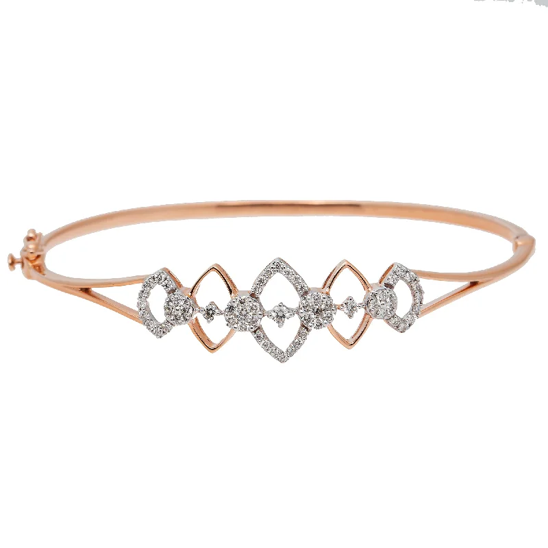 Designer ladies bracelets with diamonds-18K Rose Gold & 0.55ct Diamond Bangle (8.7gm)