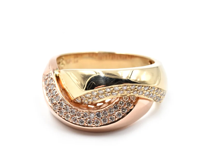 Engagement rings with vintage diamond cuts-0.70 Carat Diamond 14k Rose Gold Crossover Ring