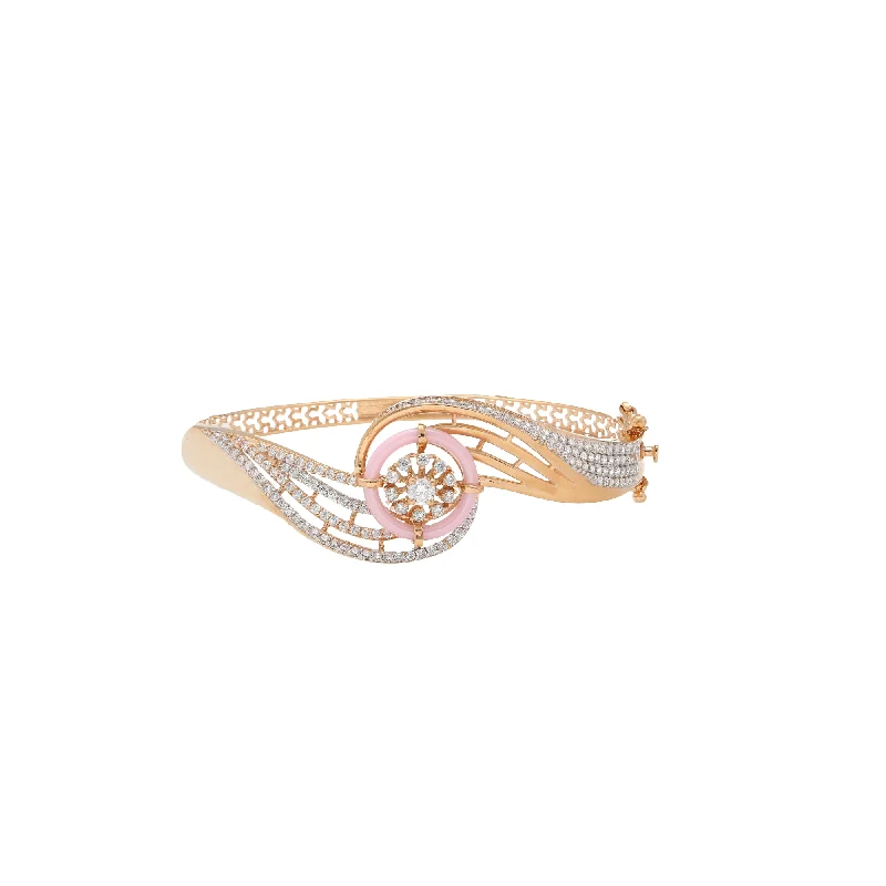 Ladies bangles with birthstones-18K Rose Gold & CZ Bangle (17.1gm)