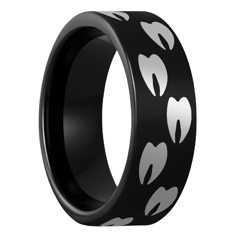 Simple gold ladies rings for women-Elk Tracks Black Tungsten Men's Wedding Band