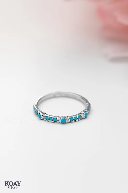 Custom design ladies rings-Zircon Ring (042-Turquoise)