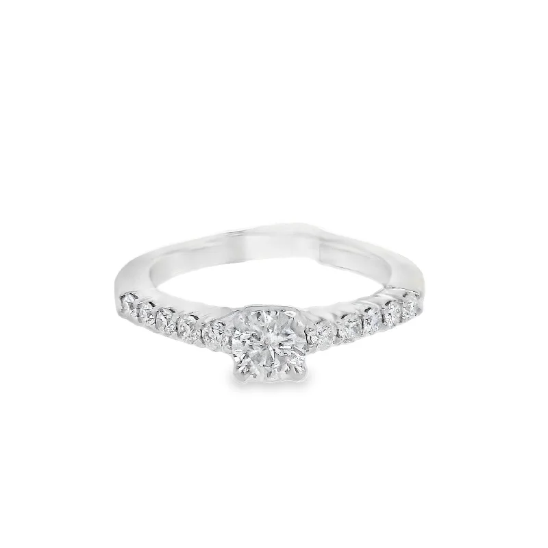 Stunning engagement rings with princess cut-14K White Round Diamond 0.39Ct Solitaire Engagement Ring