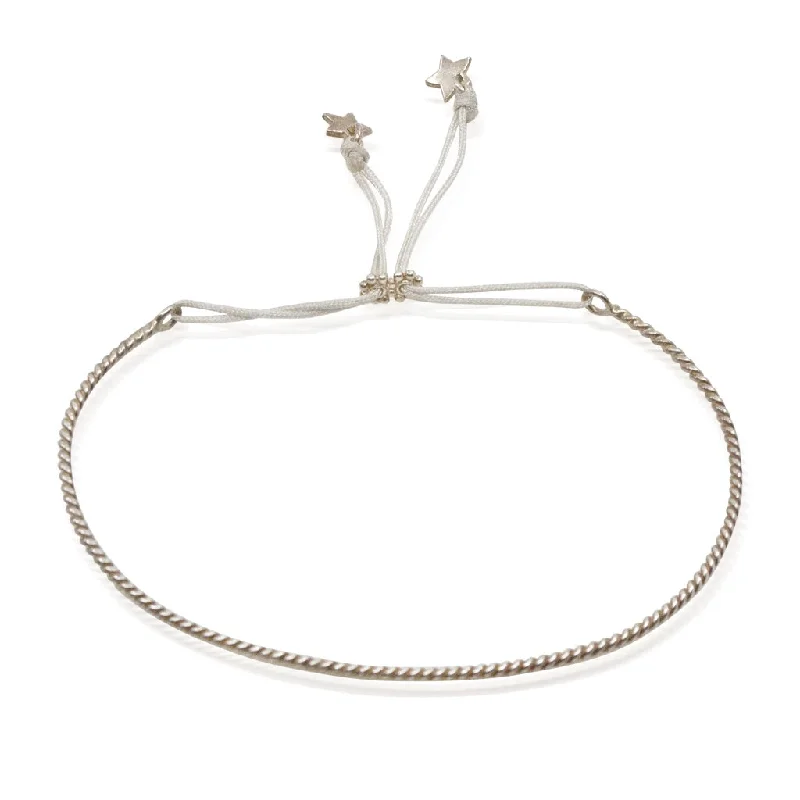 Stylish bangles with gemstones-Sterling Silver Adjustable Bangle with Star Details by CLO&LOU