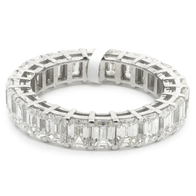 Engagement rings with stunning blue diamonds-18 Karat White Gold Emerald Cut Diamond Eternity Band