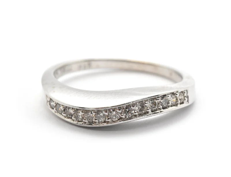 Vintage-inspired engagement rings for women-14k White Gold And 0.24cttw Diamond Wave Band Ring Size 6.75