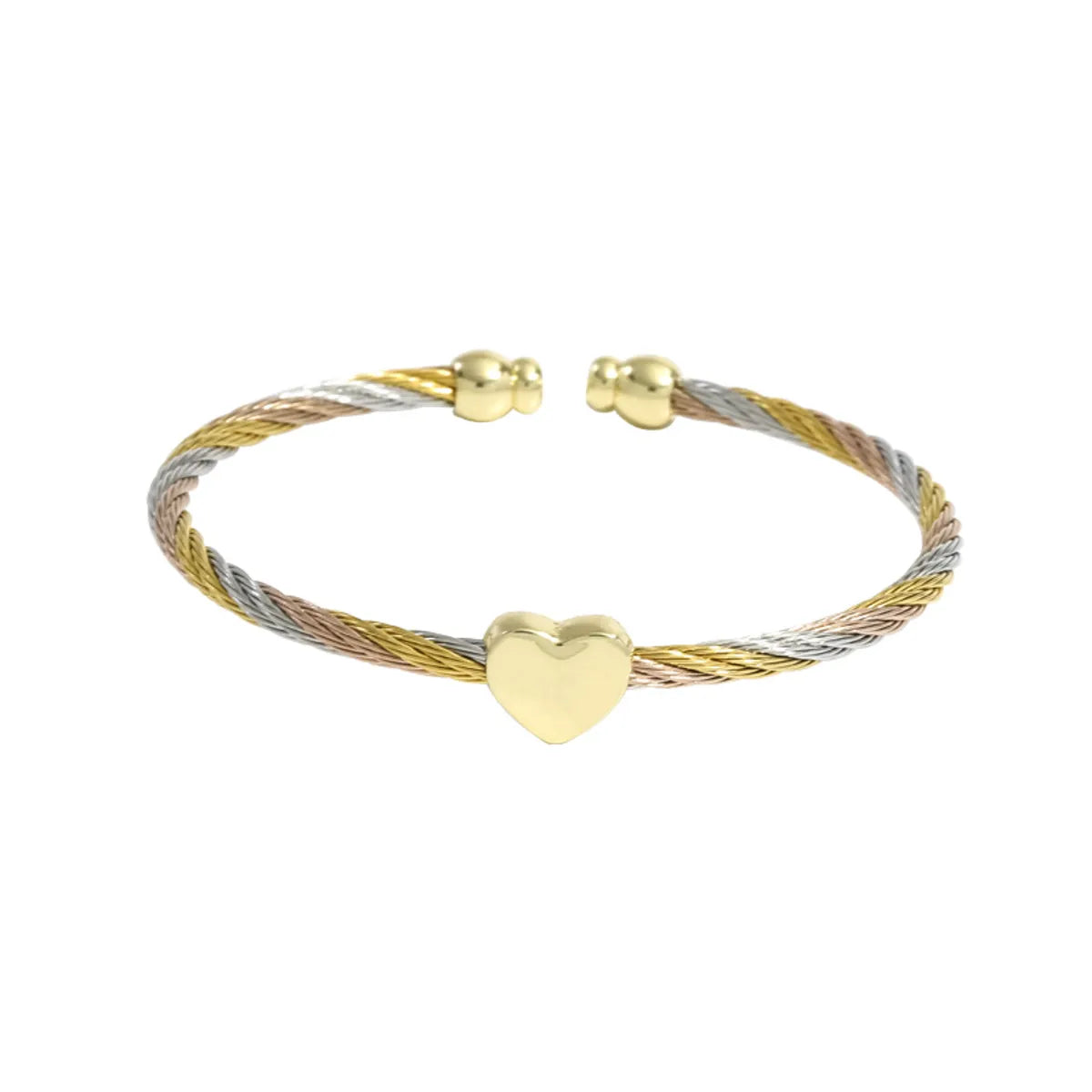 Elegant gold bangles for formal wear-Casual Simple Style Heart Shape Stainless Steel Copper Bangle