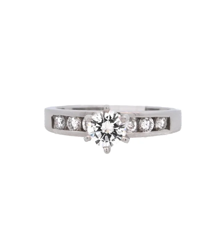 Vintage-inspired engagement rings for women-14K White Round Diamond 0.47Ct Solitaire Engagement Ring