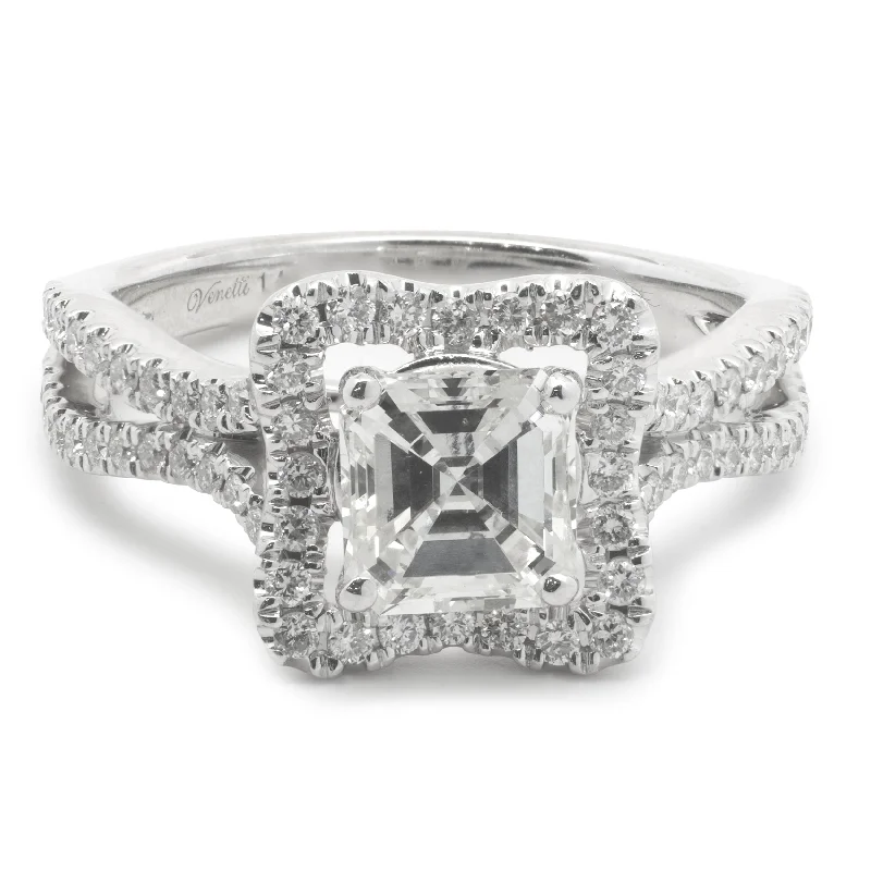 Trendy engagement rings with unique settings-14 Karat White Gold Asscher Cut Diamond Engagement